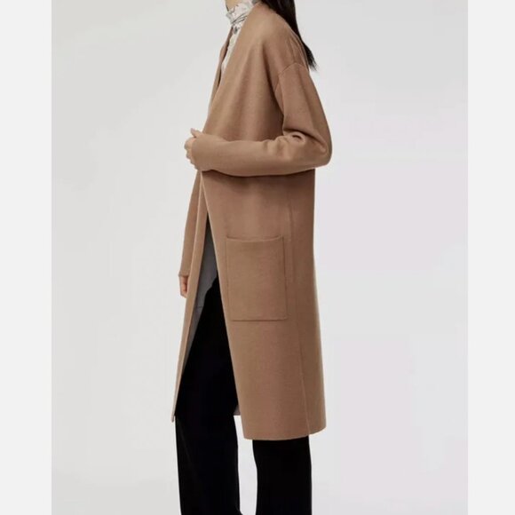 Aritzia Babaton Lance Longline Wool Blend Open Cardigan XXS Camel Brown Tan - Picture 1 of 10